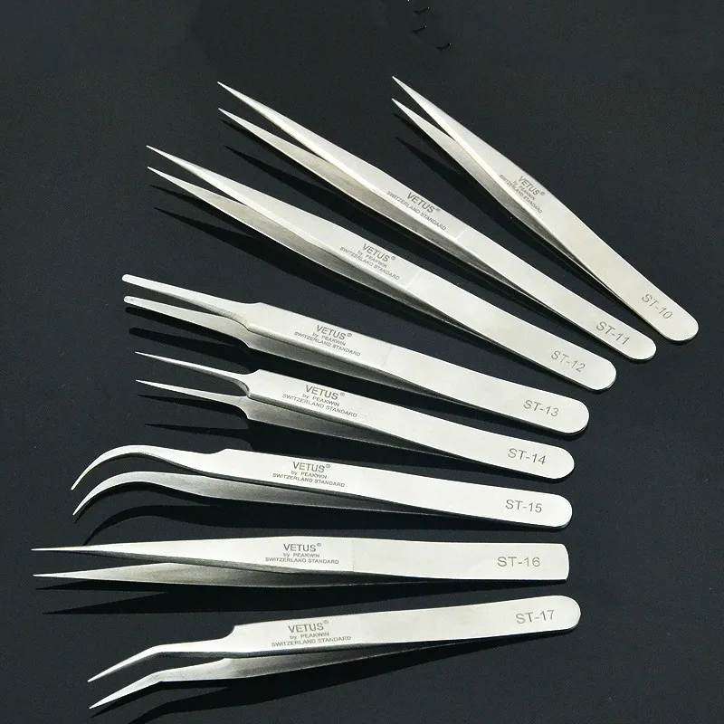 1pcs New Stainless Steel Industrial Anti-static Tweezers watchmaker Repair Tools - £18.69 GBP