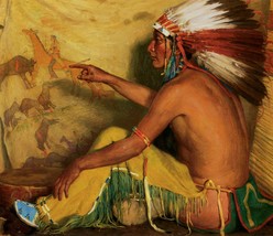 Pointing With Pride To His Record Henry Sharp Western Native American  13x16 - £31.15 GBP