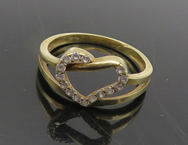 10K GOLD - Vintage Cubic Zirconia Open Love Heart Band Ring Sz 8 - GR062 - £107.82 GBP
