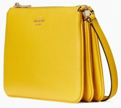 Kate Spade Leila Triple Gusset Yellow Leather Crossbody NWT WKR00448 $279 Ret - £72.88 GBP