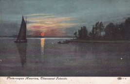 Thousand Islands New York NY Postcard Sunset Sailboat C30 - £2.35 GBP