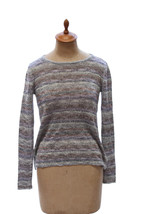 Calypso St Barth Sweater Cardigan Striped Metallic Fine Weave Womens Siz... - $11.30