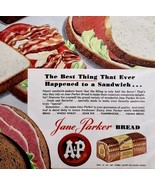 1956 A&amp;P Jane Parker White Bread Loaf Advertisement Vintage Sandwiches D... - €21,70 EUR