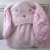 Stephan Baby pink bunny Hooded blanket rabbit white stars Bath Towel Stephen - £17.73 GBP