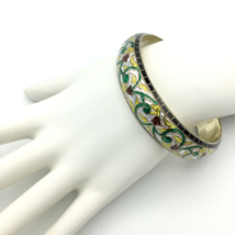 CHAMPLEVÉ enamel bangle bracelet - 1/2&quot; multicolor red yellow green blac... - $23.00