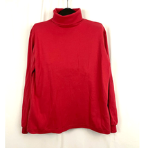 VTG Lands&#39; End Red Turtleneck Long Sleeve Shirt Mens LARGE  - £17.62 GBP