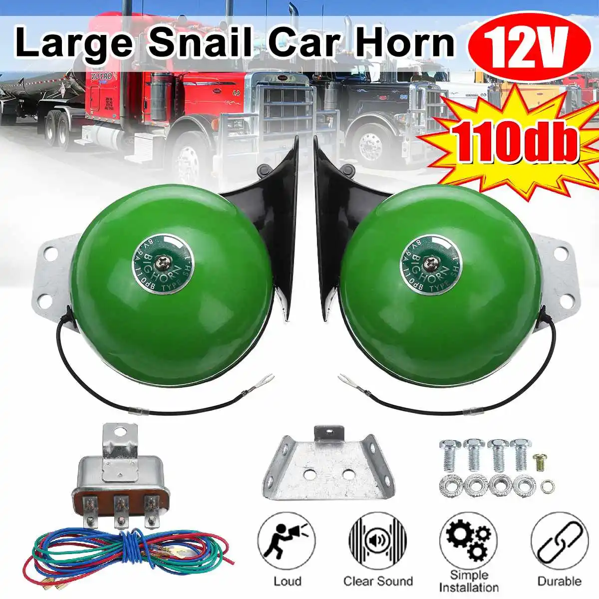 2 pcs Train Horn 12V Super Loud Electric Snail Air Horn For Motorcycle Car Truck - £50.48 GBP