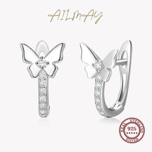 Ailmay Real 925 Silver Fashionc Shining Butterflies Clear Zircon Earrings For Wo - £10.32 GBP