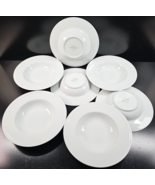 7) Crate &amp; Barrel Staccato Rim Soup Bowls Set White Wills Table Dishes J... - $1,470.18 MXN