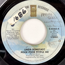 Linda Ronstadt – Poor Poor Pitiful Me 7" Single 1977 Asylum Records Pop ... - $5.69