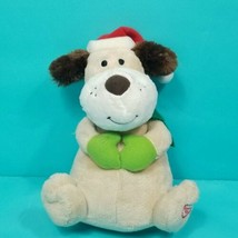 Hallmark Christmas Brown Puppy Stuffed Animal Dog Sound Musical Jingle Bells - £14.19 GBP