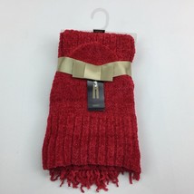 Mixit Women&#39;s Knit Rectangle Scarf Hat Set Red Ribbed Fringed Wear Multi... - $34.99
