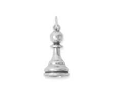 Pawn Chess Game Piece 3D Charm Oxidized 925 Sterling Silver Bracelet or Necklace - $82.32
