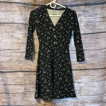 Arizona Jean Company Skater Dress, Size XS, Black, Floral, 3/4 Sleeve - £22.87 GBP