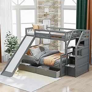 Merax Twin Over Full Bunk Bed with Drawers,Storage and Slide, Multifunct... - $1,304.99