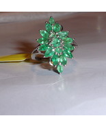 AFRICAN GREEN EMERALD PEAR COCKTAIL RING, PLATINUM / SILVER, SIZE 7, 2.5... - $205.82 CAD