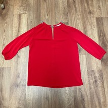 Michael Kors Red Cold Shoulder Blouse Key Hole Silver Chain Halter Size ... - £20.15 GBP