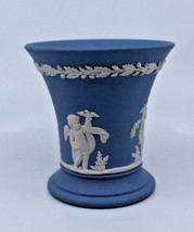 Wedgwood Jasperware Light Blue Trumpet Posey Cherubs 3.5&quot; 9cm Tall Vase ... - £22.75 GBP