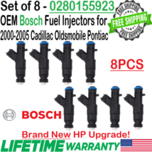 NEW OEM Bosch 8Pcs HP Upgrade Fuel Injectors for 2000-2005 Cadillac &amp; Pontiac V8 - £372.64 GBP