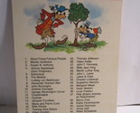1978 Walt Disney&#39;s Fun &amp; Facts Flashcard: Famous People - $2.00