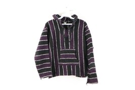 Vintage 90s Streetwear Womens Size Medium Striped Drug Rug Hoodie Sweatshirt - £38.12 GBP