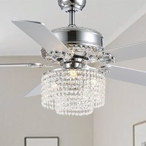 52-Inch Crystal Ceiling Fan By Crossio With Light And Remote Control,, Bedroom. - £191.79 GBP