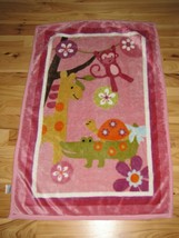Lambs and Ivy Monkey Giraffe Turtle Alligator/Crocodile Pink Plush Baby Blanket - $44.54