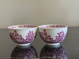 Antique Pair of Meissen Porcelain Indian Flowers Tea Bowls - £315.81 GBP