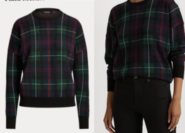 Lauren Ralph Lauren Sz XL Wool Sweater Tartan Plaid Navy/Green/Black $165! - £43.05 GBP