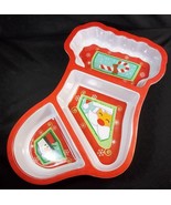 Melamine Christmas 3 part snack tray stocking shape Santa snowman candy ... - $80.78 MXN