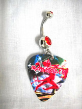 Iron Maiden Eddie &amp; Satan Run To The Hills Guitar Pick Red Cz Belly Button Ring - £4.77 GBP