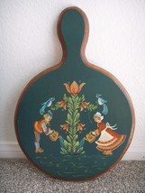 Vtg Large Dutch Folk Art Hand Painted Wall Hanging Wood Cutting Serving Board - £36.05 GBP