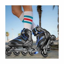 Hikole Adjustable Inline Roller Skates Adults Teens, UNISEX BLK/BLUE - $29.69