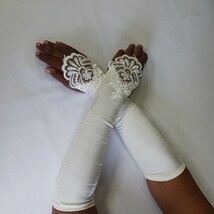 Sexy Women's Nylon Spandex Blend Fingerless Stretch Cream Gloves - One Size image 8