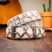 Olivieri Genuine Pirarucu Exotic Belt Newspaper Gray image 4