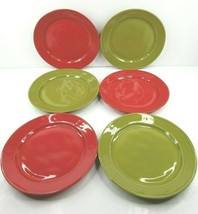 6 Euro Ceramica Portugal Dinner Plate Red Green Table Ware 10 7/8&quot; Plates Set  - £69.56 GBP