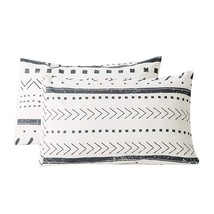 100% Cotton Pillowcases Queen Size Set Of 2 White Aztec Geometric Bed Pillow Cov - £29.89 GBP