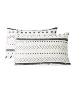 100% Cotton Pillowcases Queen Size Set Of 2 White Aztec Geometric Bed Pi... - £30.32 GBP