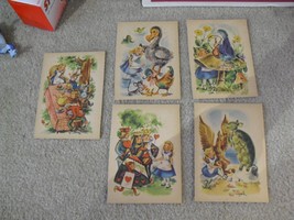 Lot of 5 Different Original Vintage Early 1900s Alice in Wonderland Book Prints - £27.69 GBP