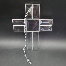 Simple Clear Glass Prismatic Cross Handmade Charm Suncatcher Window Hanging - $9.89