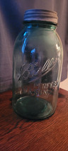 Vintage 1/2 Gallon #9 E Aqua Ball Perfect Mason Canning Jar Zinc Lid Col... - $15.99