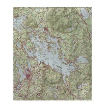 Betsy Drake Lake Winnipesaukee, NH Nautical Map Fleece Throw - £54.37 GBP