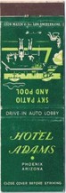 Matchbook Cover Hotel Adams Phoenix Arizona - $2.80