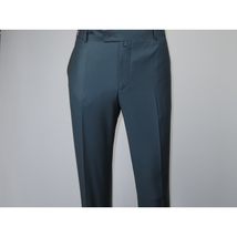 Men's MONO Turkey Slacks 100% Wool Plain Front Regular Fit 2501-17 D. Teal image 5