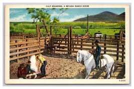 Calf Branding Nevada Ranch Scene NV UNP Unused Linen Postcard O20 - £3.06 GBP