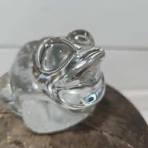 Frog Paperweight Art Glass Large Heavy Clear Crystal Toad Vtg - £11.85 GBP