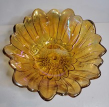 Indiana Carnival Glass Amber Sunflower Lily Pond Bowl image 2