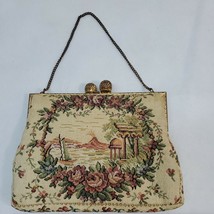 Vtg WALBORG? France Made Tapestry water scene w boat Evening Clutch Hand... - $43.44