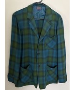 Vintage Pendleton Plaid Green Wool Mens Mackinaw Shirt Jacket Button Up Size M - €71,40 EUR