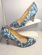 Lands End Blue Floral Pumps Randi Heels Womens 9B Flowers Wedding Holida... - £51.74 GBP